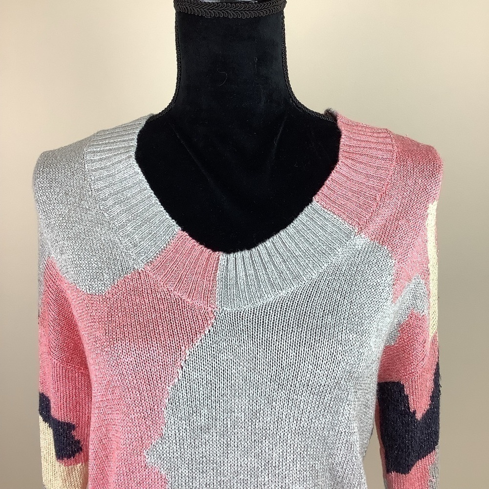 NIC+ZOE SWEATER PINK PATCHWORK SWEATER - Picture 4 of 11
